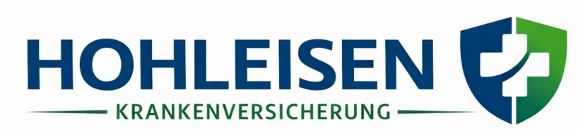 "Hohleisen Krankenversicherung Logo: Gesundheitsschutz mit blau-grünem Schild und weißem Kreuz"